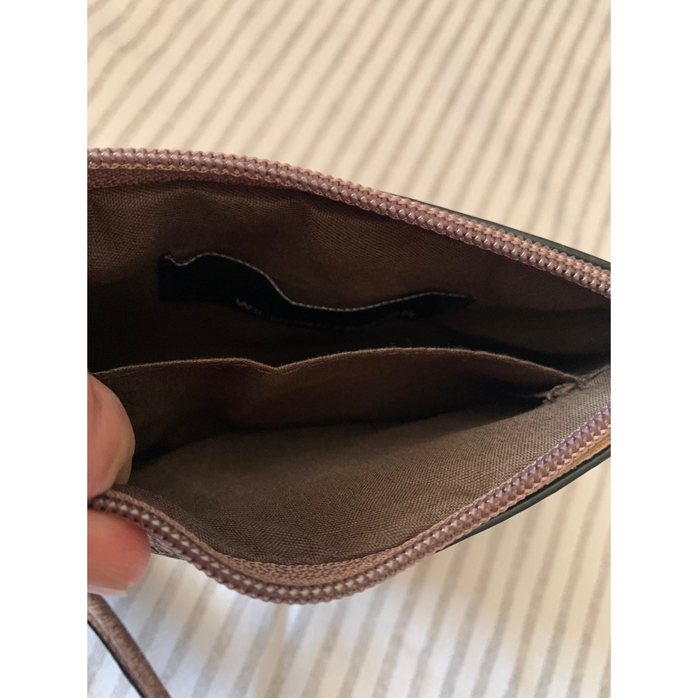 Wilsons Leather Textured Wristlet Pouch Gold Hardware New - Picture 8 of 10